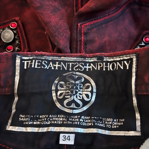 TheSaintsSinphony OOAK Distressed Studded Studded Moto Denim Shorts - Picture 11 of 11